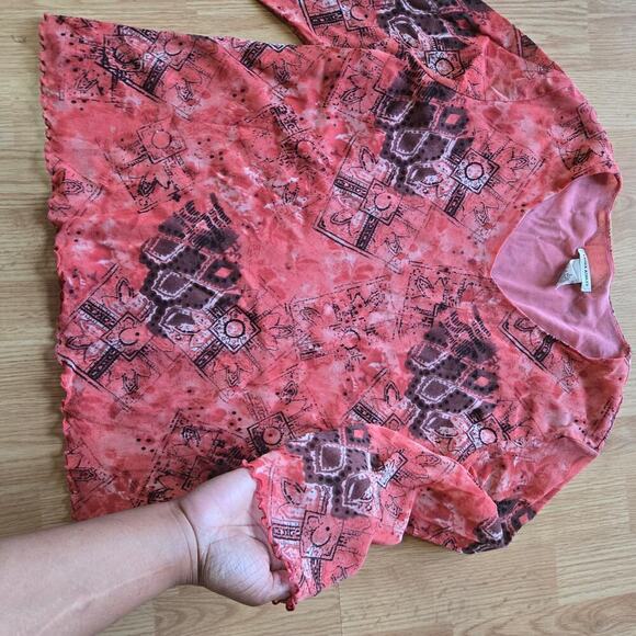 Laura Ashley Womens Vintage Y2K Semi Sheer Mesh Top Large Fairy Boho Artsy - Picture 3 of 10